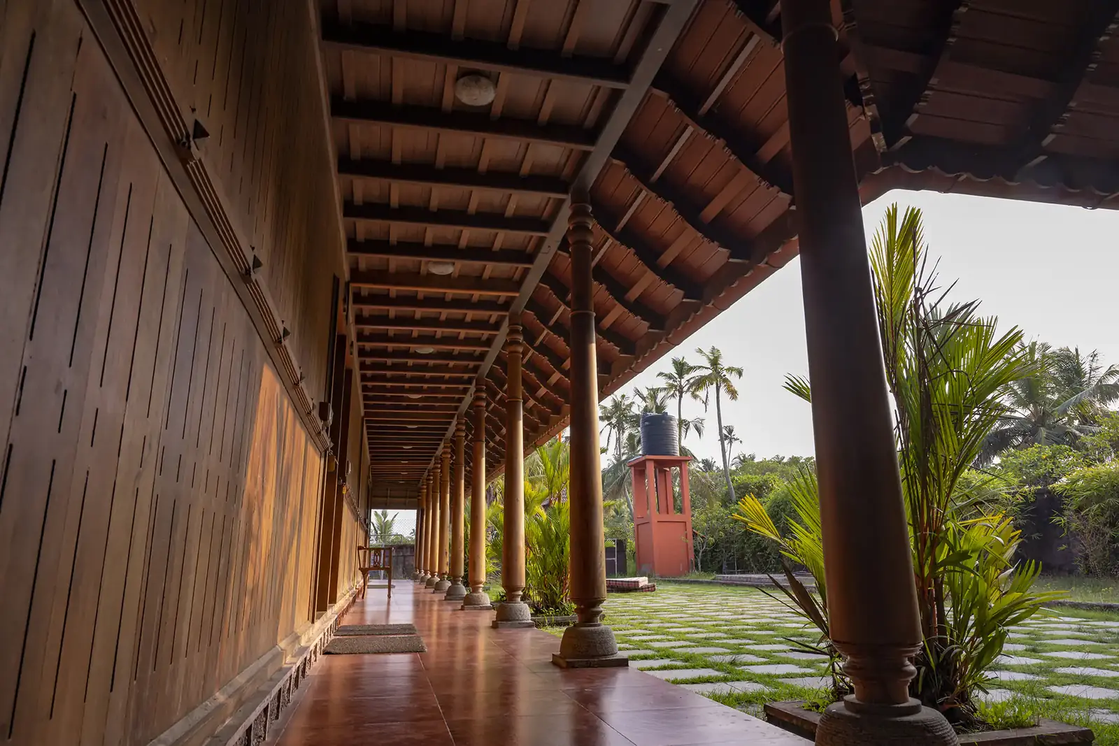 Long timber verandah outside the interconnected rooms