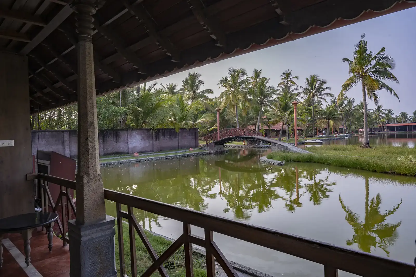 Private balcony looking over the backwater from the Super Deluxe Room